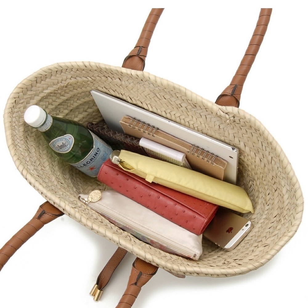 Chloe Marcie MD Basket Woven Tan Tote - Picture 4 of 16